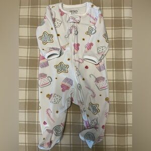 Carter's Fleece Festive White and Pink Footie